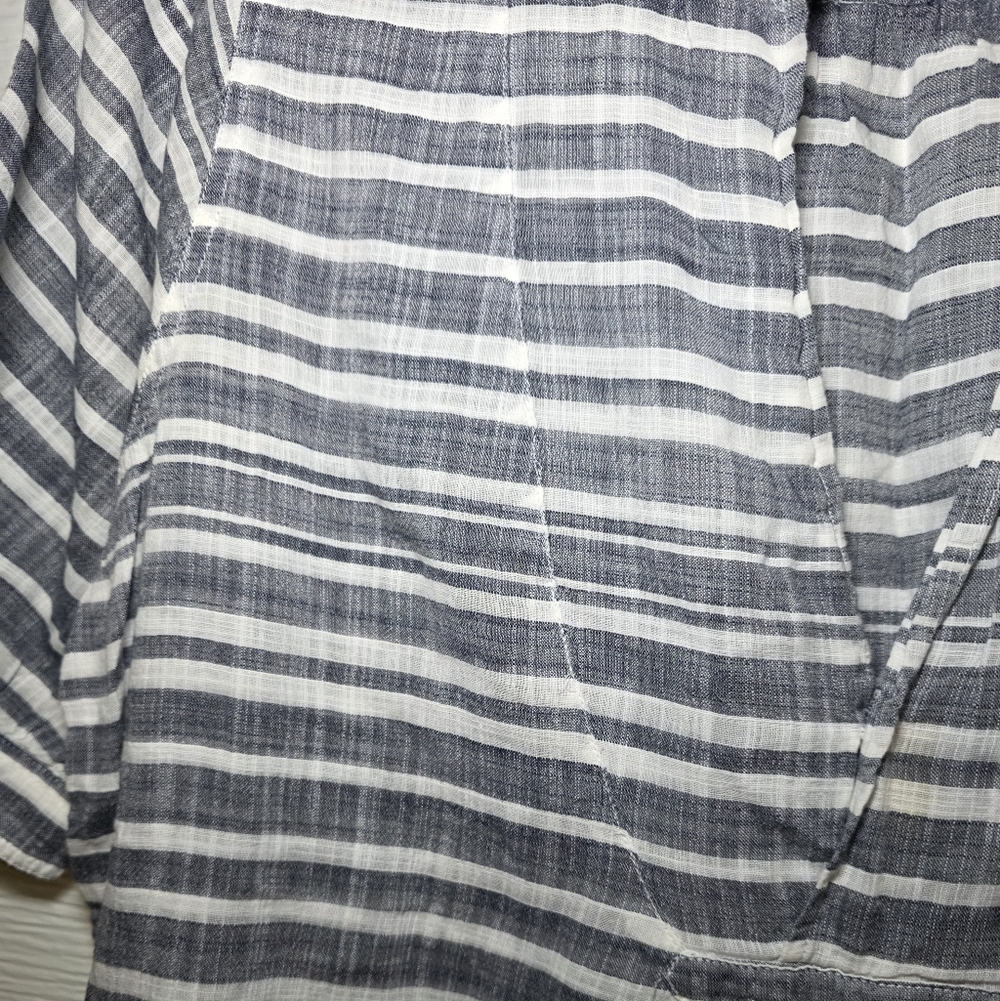 J. Crew Gray and White Striped V-Neck Tunic - Picture 3 of 5